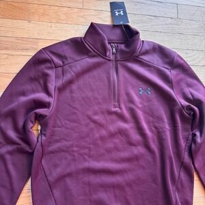 Under Armour Mens Armour Fleece 1/4 Zip Pullover Burgundy Maroon Size M